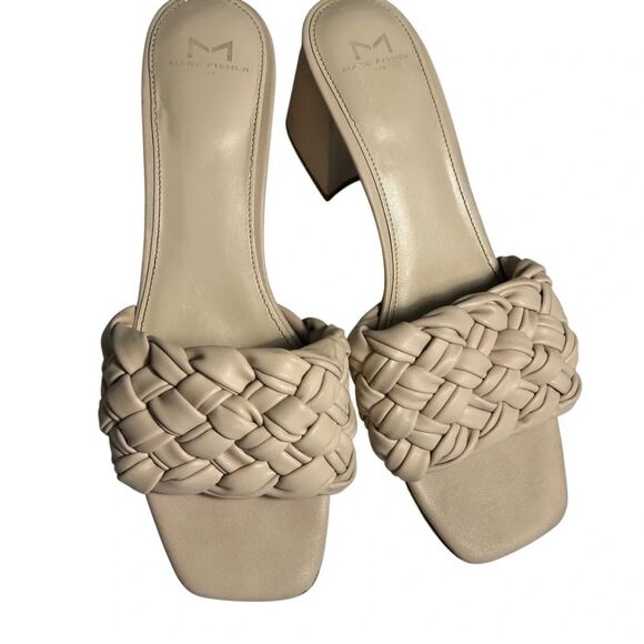 Marc Fisher Woven Faux Leather Moral Slide Sandals, Size 9.5M, Light Natural - Picture 4 of 13